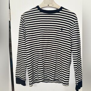 ✨ Polo Ralph Lauren Striped Long Sleeve Shirt – Navy/White – Size L (14–16) ✨